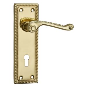 Homebuild Georgian Long Backplate Lock Lever Set - Polished Brass