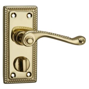 Homebuild Georgian Short Backplate Privacy Lever Set - Polished Brass