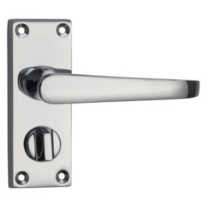 Homebuild Victorian Straight Short Backplate Privacy Lever Set - Polished Chrome