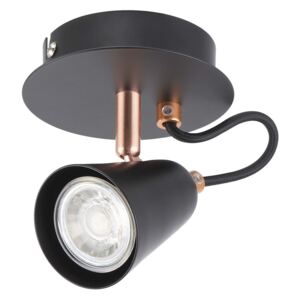 Emma single lamp spotlight, black/copper