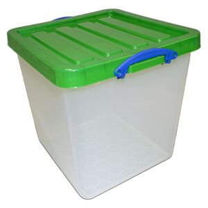 Really Useful Storage Box - 60L - Clear with Green Lid
