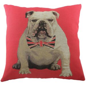 British Bull Dog Tapestry Cushion - Red