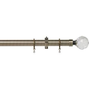 Antique Brass Fixed Curtain Pole with Crystal Finial 3.6m
