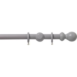 Grey Wood 28mm Curtain Pole with Ball Finials - 2.4m