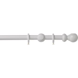 White Wood 28mm Curtain Pole with Ball Finials - 3m