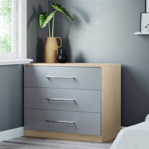Modular Bedroom Slab 3 Drawer Chest - Grey