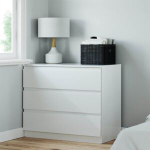 Modular Bedroom Handleless 3 Drawer Chest - White