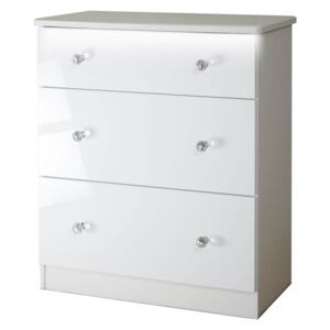 Lumo 3 Drawer Deep Chest with LED Lighting - White