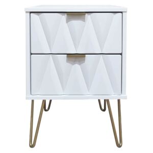 Ice 2 Drawer Bedside Table - White
