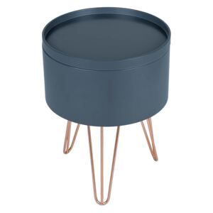 Storage Tray Side Table - Charcoal with Rose Gold Metal Legs