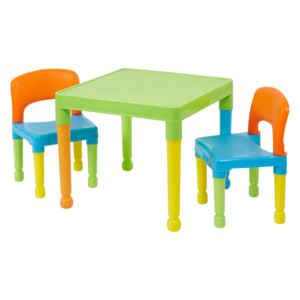 Multicoloured Plastic Table and 2 Chairs