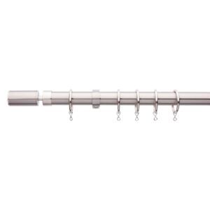 Extendable Barrel Finial Curtain Pole - Satin Steel - 1.7-3m (25/28mm)