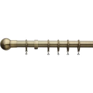 Extendable Ball Finial Curtain Pole - Antique Brass - 1.7-3m (25/28mm)