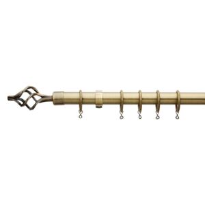 Extendable Cage Finial Curtain Pole - Antique Brass - 1.7-3m (25/28mm)