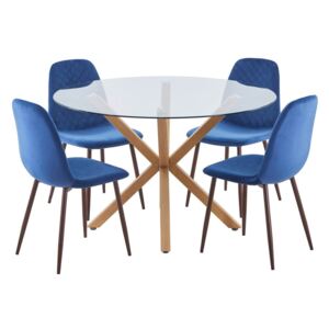 Ludlow 4 Seater Dining Set - Perth Diamond Back Dining Chairs - Navy