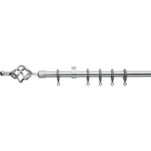 Extendable Cage Finial Curtain Pole - Chrome - 1.7-3m (16/19mm)