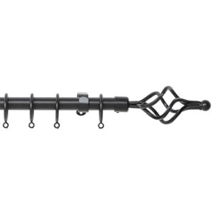 Extendable Cage Finial Curtain Pole - Black - 1.2-2.1m (16/19mm)