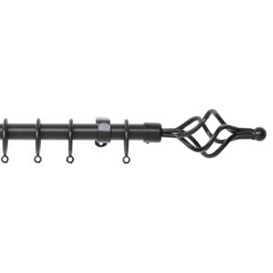Extendable Cage Finial Curtain Pole - Black - 1.7-3m (16/19mm)