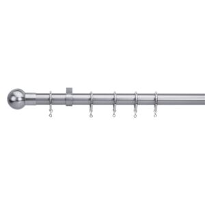 Extendable Ball Finial Curtain Pole - Satin Steel - 1.2-2.1m (25/28mm)