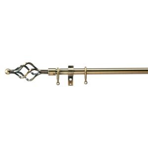 Extendable Cage Finial Curtain Pole - Antique Brass - 1.7-3m (16/19mm)