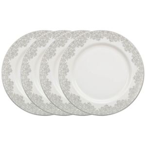 Denby Monsoon Filigree Silver Dinner Plates - 4 Piece Set