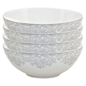 Denby Monsoon Filigree Silver Cereal Bowls - 4 Piece Set