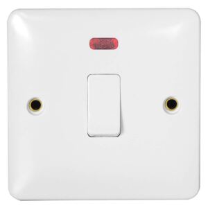 Arlec Slim Line 20 Amp 1 Gang Double Pole Switch Flex Outlet with Neon Indicator White