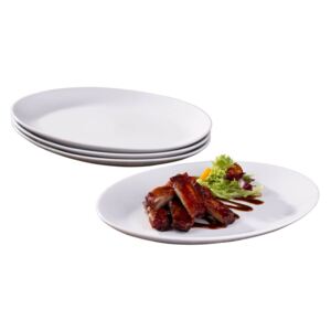White Oval Steak Plates - 4 Piece Set