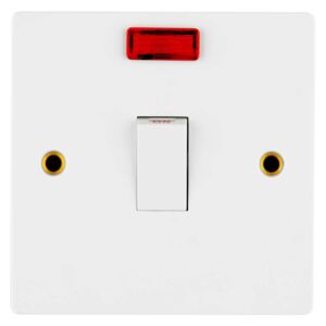 Arlec Square Edge 20 Amp 1 Gang Double Pole Switch Flex Outlet with Neon Indicator White