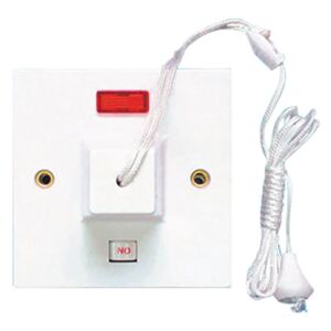 Arlec Square Edge 45 Amp Pull Switch with Neon White
