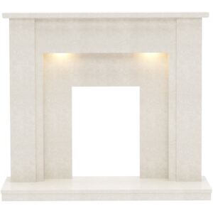 Be Modern Elda Marble Electric Fireplace Surround - Manila with Lights