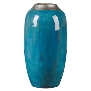 Decorative Vase Blue Terracotta Elegant Beliani