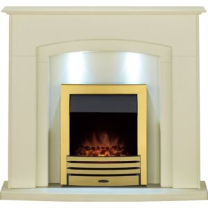 Adam Falmouth Electric Fireplace Suite with Brass Fire