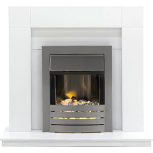 Malmo Fireplace Suite In Pure White With Helios Fire