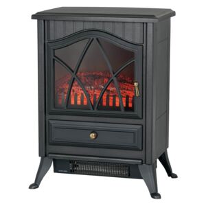 Stylec 1800W Flame Effect Electric Stove Heater - Black