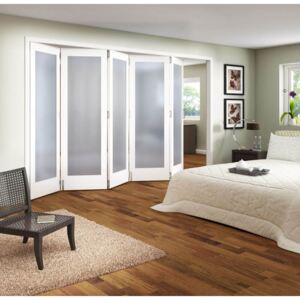 Obscure Glazed White Primed 5 Door Internal Room Divider - 3158mm Wide