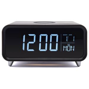 Groov-E Athena Alarm Clock with Wireless Charging Pad - Black