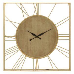 Yaxi Clock - Faux Gold Foil & Natural Wood