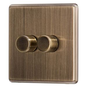 Arlec Fusion 2 Gang 2 Way Antique Brass Dimmer switch