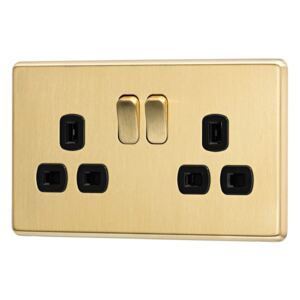 Arlec Fusion 13A 2 Gang Gold Double switched socket