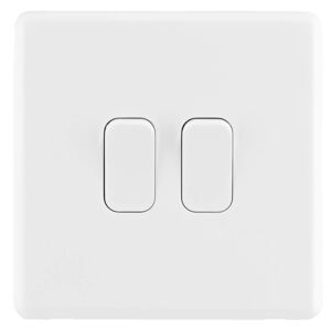Arlec Rocker 10A 2Gang 2Way Ice White Double light switch