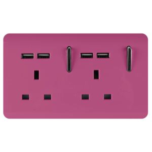 Trendi Switch 2 Gang 13Amp Socket (inc. USB ports) in Pink