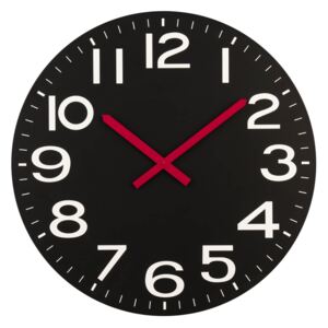 Wall Clock - Black with Red Hands