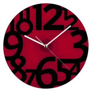 Wall Clock - Red Glass with Black Numbers