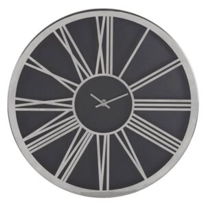 Baillie Wall Clock - Chrome & Black