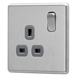 Arlec Fusion 13A 1 Gang Stainless Steel Single switched socket