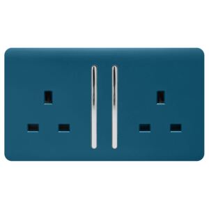 Trendi Switch 2 Gang 13Amp Long Switched Socket Midnight Blue