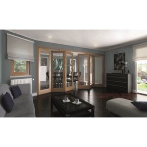 Shaker Oak 1 Light Clear Glazed Interior Folding Doors 3 x 3 2047 x 4227mm