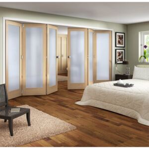 Shaker Oak 1 Light Obscure Glazed Interior Folding Doors 3 x 3 2047 x 3771mm