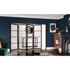 Slim-line Black 4 Light Clear Glazed Room Divider 4+0